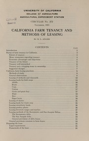Cover of: California farm tenancy and methods of leasing by R. L. Adams