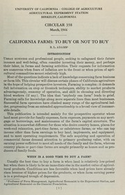 Cover of: California farms: to buy or not to buy