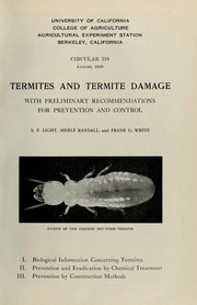 Cover of: Termites and termite damage: with preliminary recommendations for prevention and control