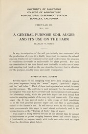 Cover of: A general purpose soil auger and its use on the farm