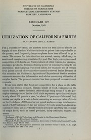 Cover of: Utilization of California fruits