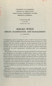 Cover of: Alkali soils: origin, examination, and management