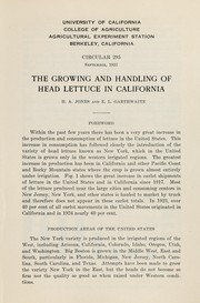 Cover of: The growing and handling of head lettuce in California