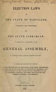 Cover of: Election laws of the state of Maryland