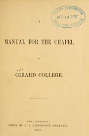 Cover of: Manual for the chapel of Girard College by Girard College