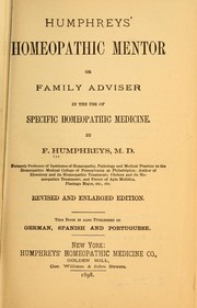 Cover of: Humphreys' homeopathic mentor, or Family adviser in the use of specific homeopathic medicine