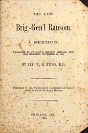 Cover of: The late Brig.-Gen'l Ransom by William H. Ryder