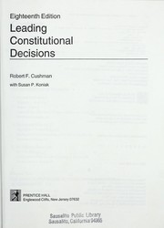 Cover of: Leading constitutional decisions by Robert Fairchild Cushman