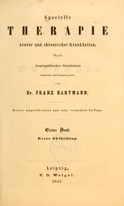 Cover of: Specielle Therapie acuter und chronischer Krankheiten nach homöopathischen Grundsätzen