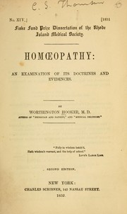 Cover of: ... Homœopathy by Worthington Hooker