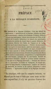 Cover of: Physique, ou, Leçons sur les principes généraux de la nature by Aristote