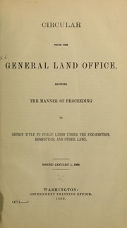 Cover of: Circular from the General land office