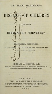 Cover of: Dr. Franz Hartmann's diseases of children and their homoeopathic treatment