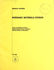 Cover of: Inorganic Materials Division | Center for Materials Science (National Measurement Laboratory). Inorganic Materials Division