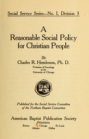 Cover of: A reasonable social policy for Christian people