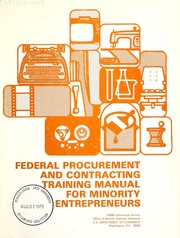 Cover of: Federal procurement and contracting training manual for minority entrepreneurs by James E. Cravens