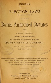 Cover of: Indiana election laws (complete)