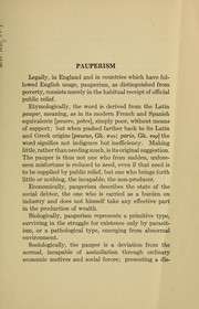 Cover of: Pauperism: an analysis; a paper submitted in section VIII, Public Health and Medical Science, of the Second Pan-American Scientific Congress, Washington, December, 1915