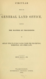 Cover of: Circular from the General land office
