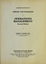 Cover of: Schaum's outline of theory and problems of operations management by Joseph G. Monks, Joseph G. Monks