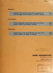 Cover of: Short contributions to California geology