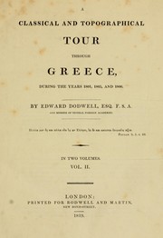 Cover of: A classical and topographical tour through Greece by Edward Dodwell