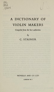 Cover of: A dictionary of violin makers