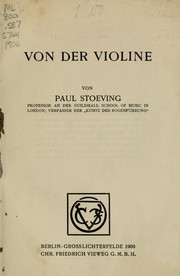 Cover of: Von der Violine