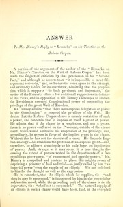 Answer to Mr. Binney's reply to "Remarks" on his treatise on the habeas corpus by Wharton, Geo. M.