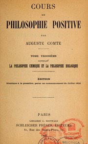 Cover of: Cours de philosophie positive