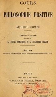 Cover of: Cours de philosophie positive