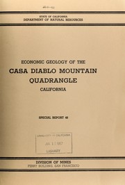 Cover of: Economic geology of the Casa Diablo Mountain quadrangle, California
