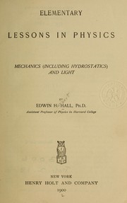 Cover of: Elementary lessons in physics