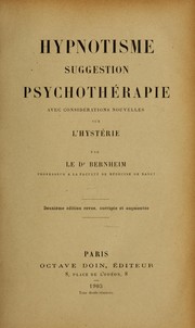Cover of: Hypnotisme suggestion psychothérapie: avec considérations nouvelles sur l'hystérie