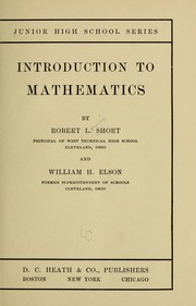 Cover of: Introduction to mathematics by Robert Louis Short 