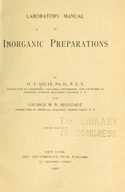 Cover of: Laboratory manual of inorganic preparations
