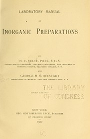 Cover of: Laboratory manual of inorganic preparations by Hermann T. Vulté