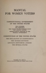 Manual for women voters by Edward Augustus Gross