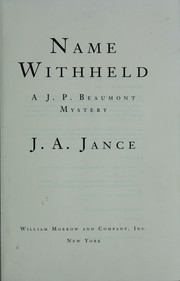 Cover of: Name withheld by J. A. Jance, J. A. Jance