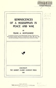 Cover of: Reminiscences of a Mississippian in peace and war by Frank A. Montgomery