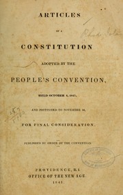 Cover of: Articles of a constitution adopted by the People's convention