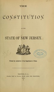 Cover of: The constitution of the state of New Jersey | New Jersey