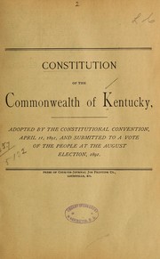 Cover of: Constitution of the commonwealth of Kentucky by Kentucky