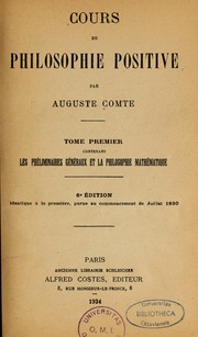 Cover of: Cours de philosophie positive