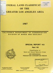 Cover of: Mineral land classification of the greater Los Angeles area.