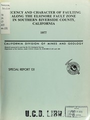 Cover of: Recency and character of faulting along the Elsinore fault zone in southern Riverside County, California