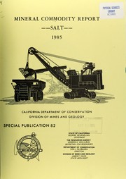 Cover of: Mineral commodity report -- Salt--1985: part 1 from the U.S. Bureau of Mines publication, Mineral Commodity Summaries, 1984