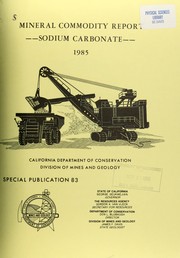 Cover of: Mineral commodity report -- Sodium carbonate--1985: part 1 from the U.S. Bureau of Mines publication, Mineral Commodity Summaries, 1984