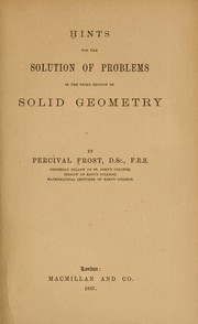 Cover of: Hints for the solution of problems in the third edition of Solid geometry