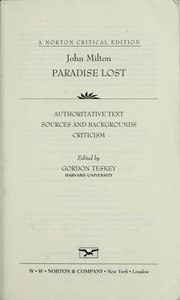 Cover of: Paradise lost: an authoritative text, sources and backgrounds, criticism